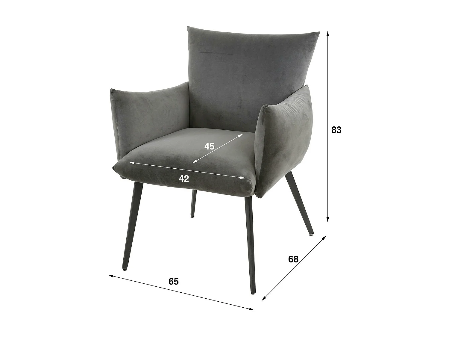 Fauteuil de table en velours gris clair effet coussin (lot de 2) MELBOURNE