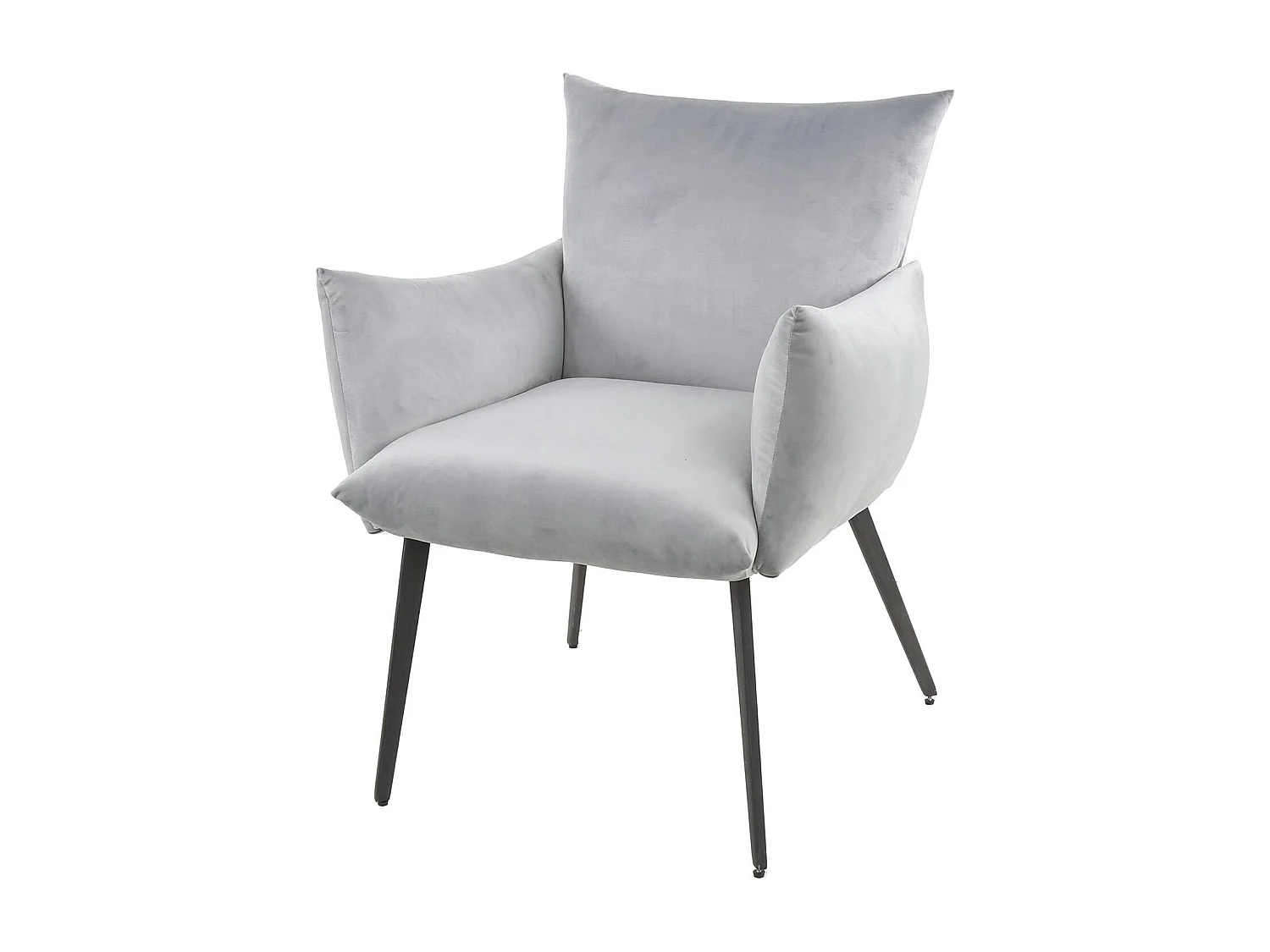 Fauteuil de table en velours gris clair effet coussin (lot de 2) MELBOURNE