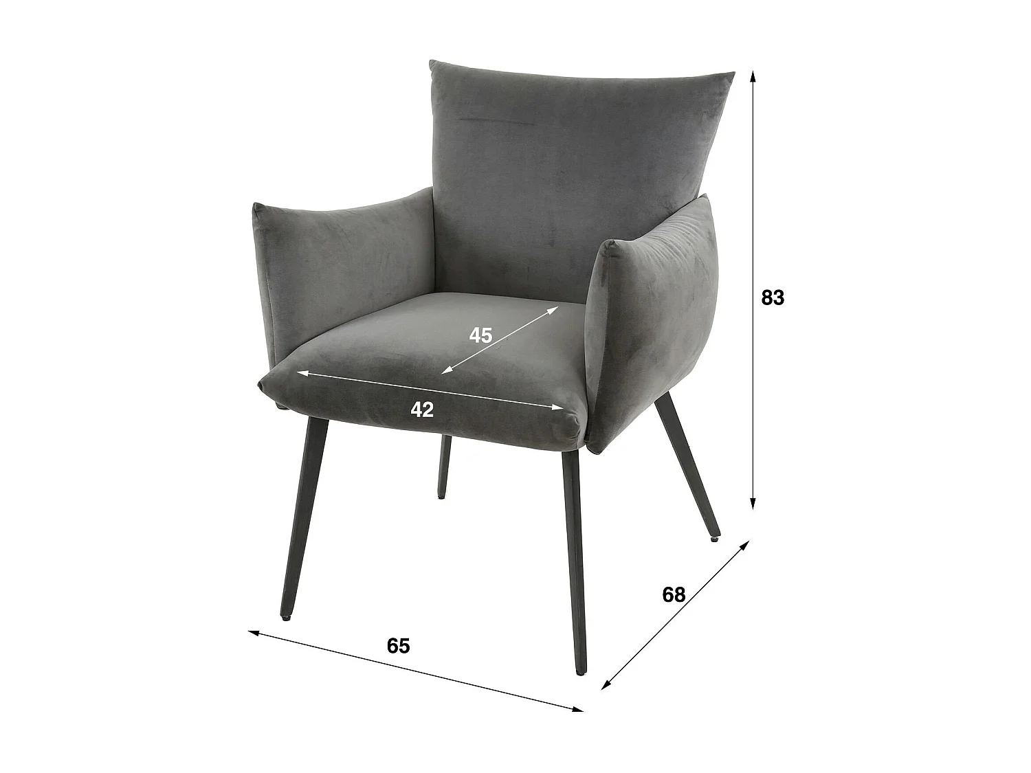 Fauteuil de table en velours gris clair effet coussin (lot de 2) MELBOURNE
