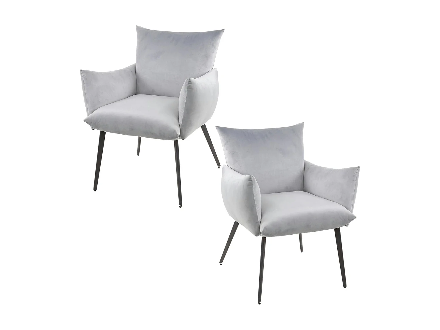 Fauteuil de table en velours gris clair effet coussin (lot de 2) MELBOURNE