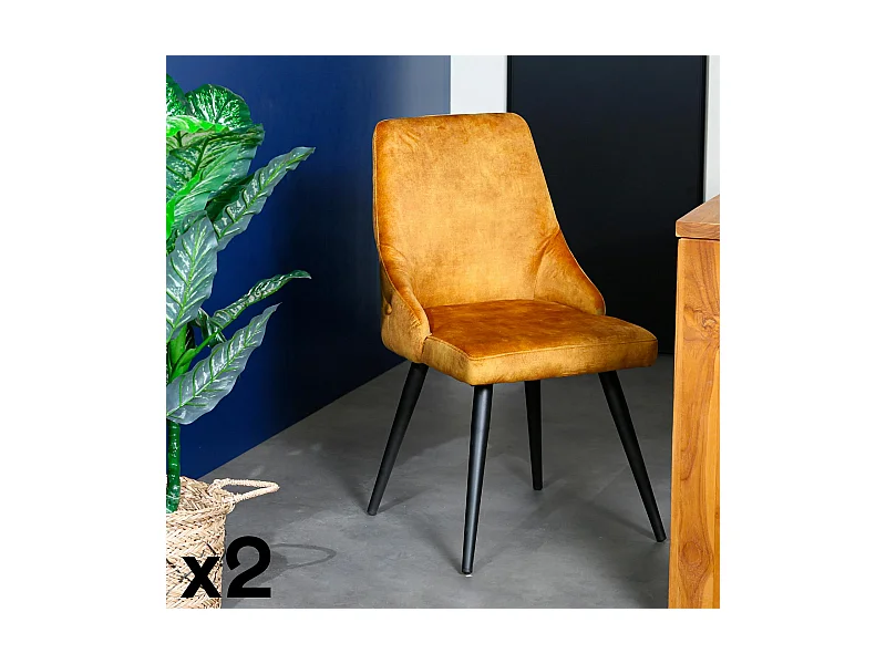 Chaise en velours ocre (lot de 2) MALMOE