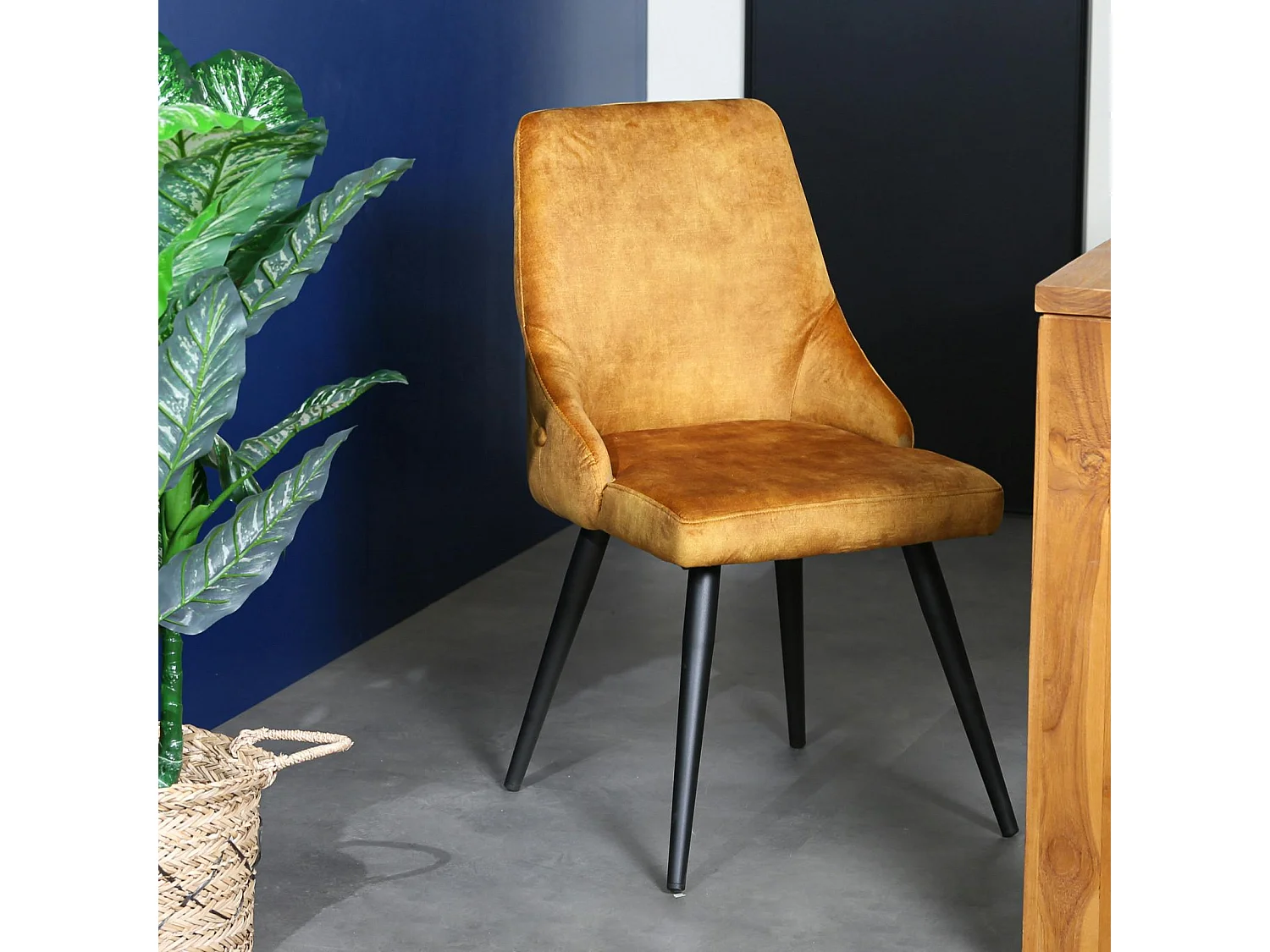 Chaise en velours ocre (lot de 2) MALMOE