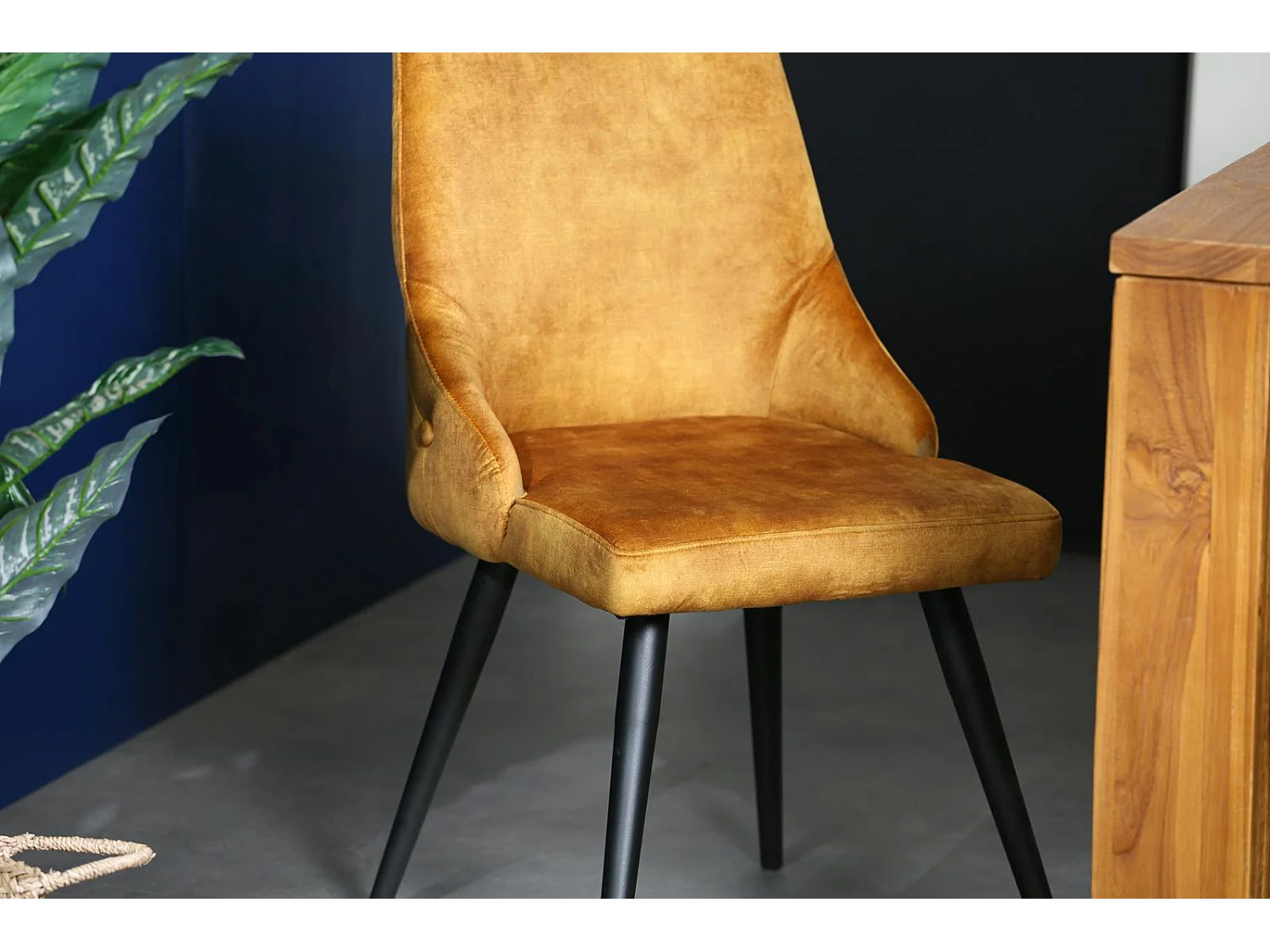 Chaise en velours ocre (lot de 2) MALMOE