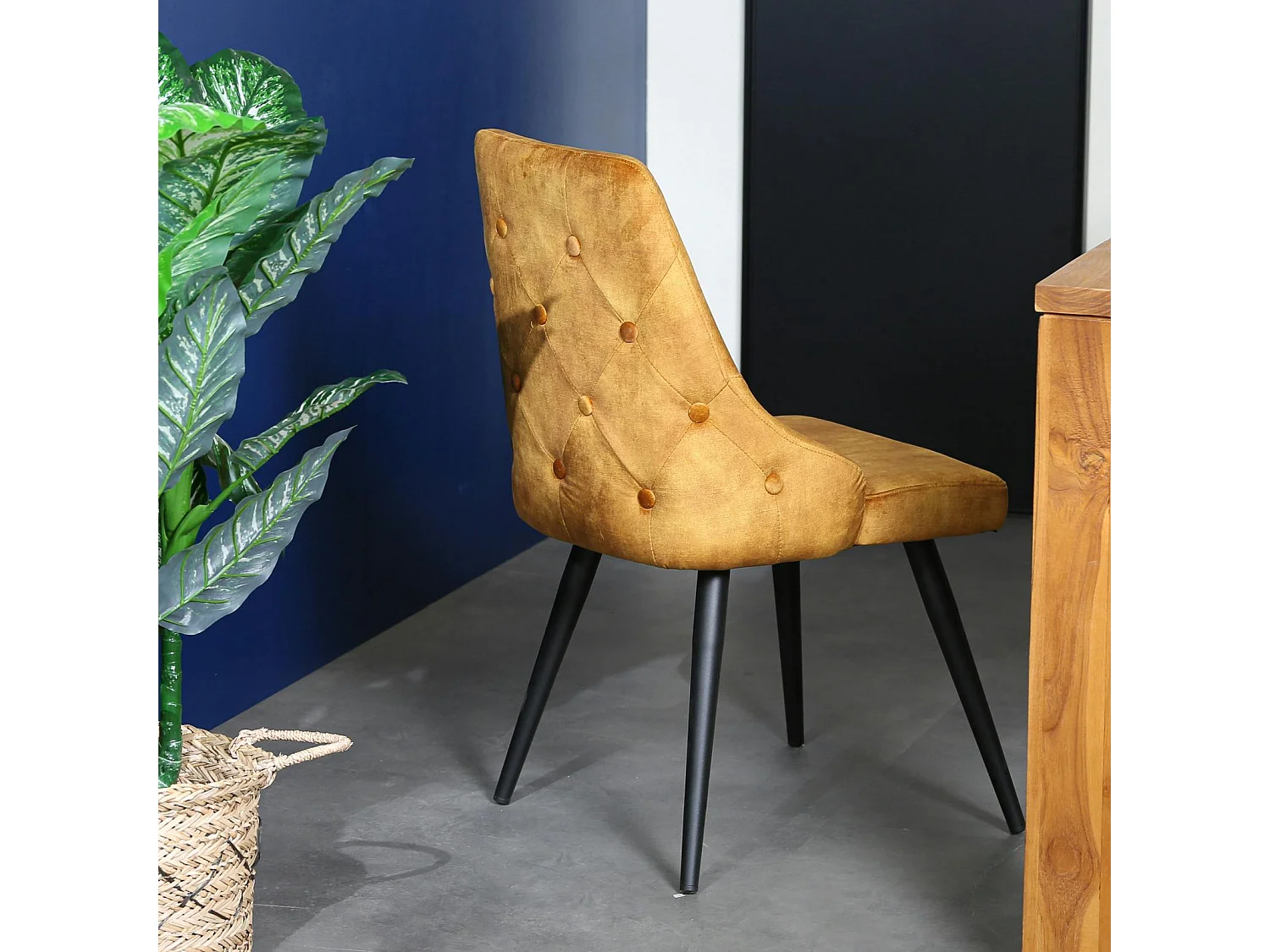 Chaise en velours ocre (lot de 2) MALMOE