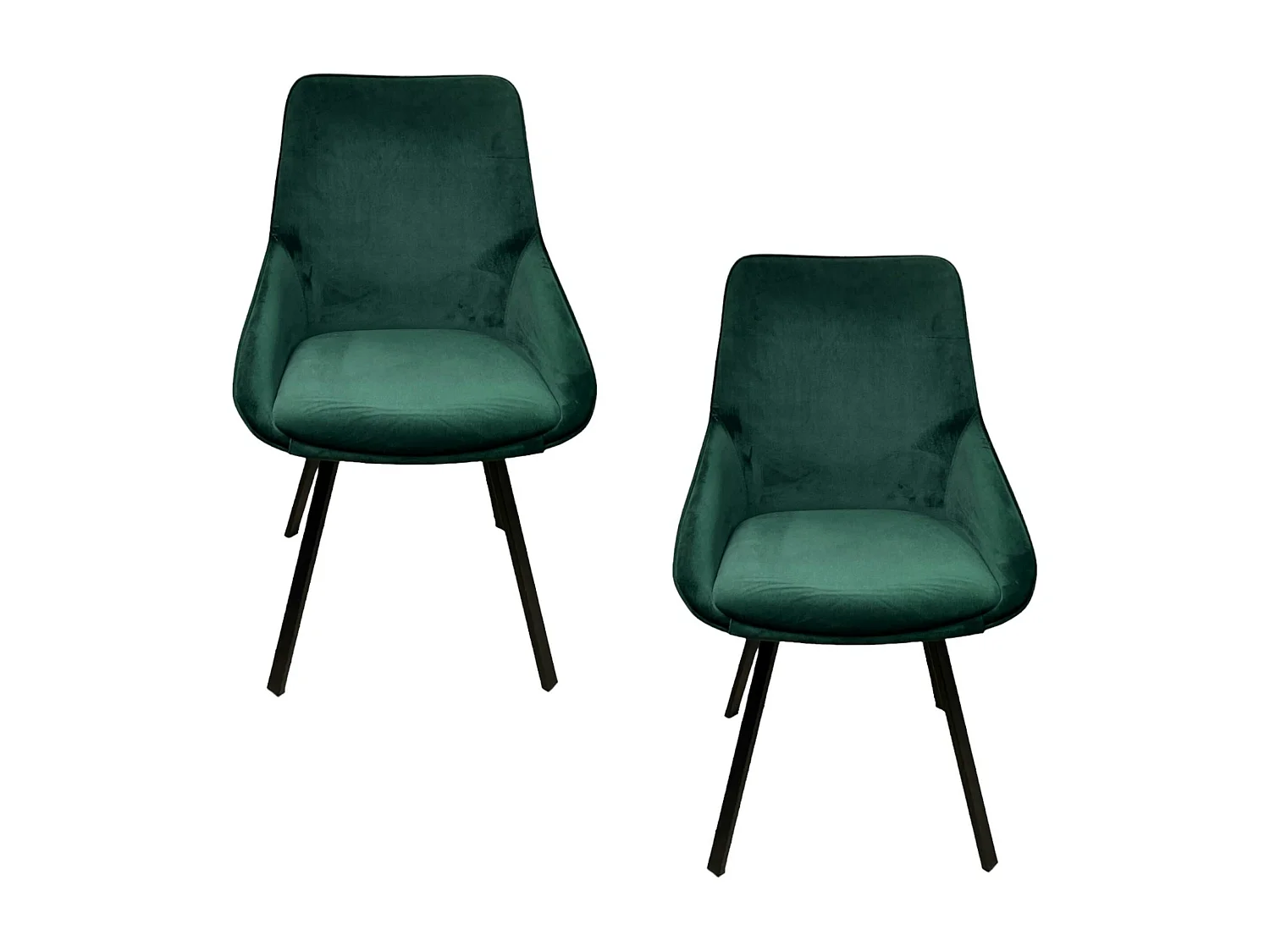 Chaise pivotante moderne en velours vert OKA (Lot de 2)