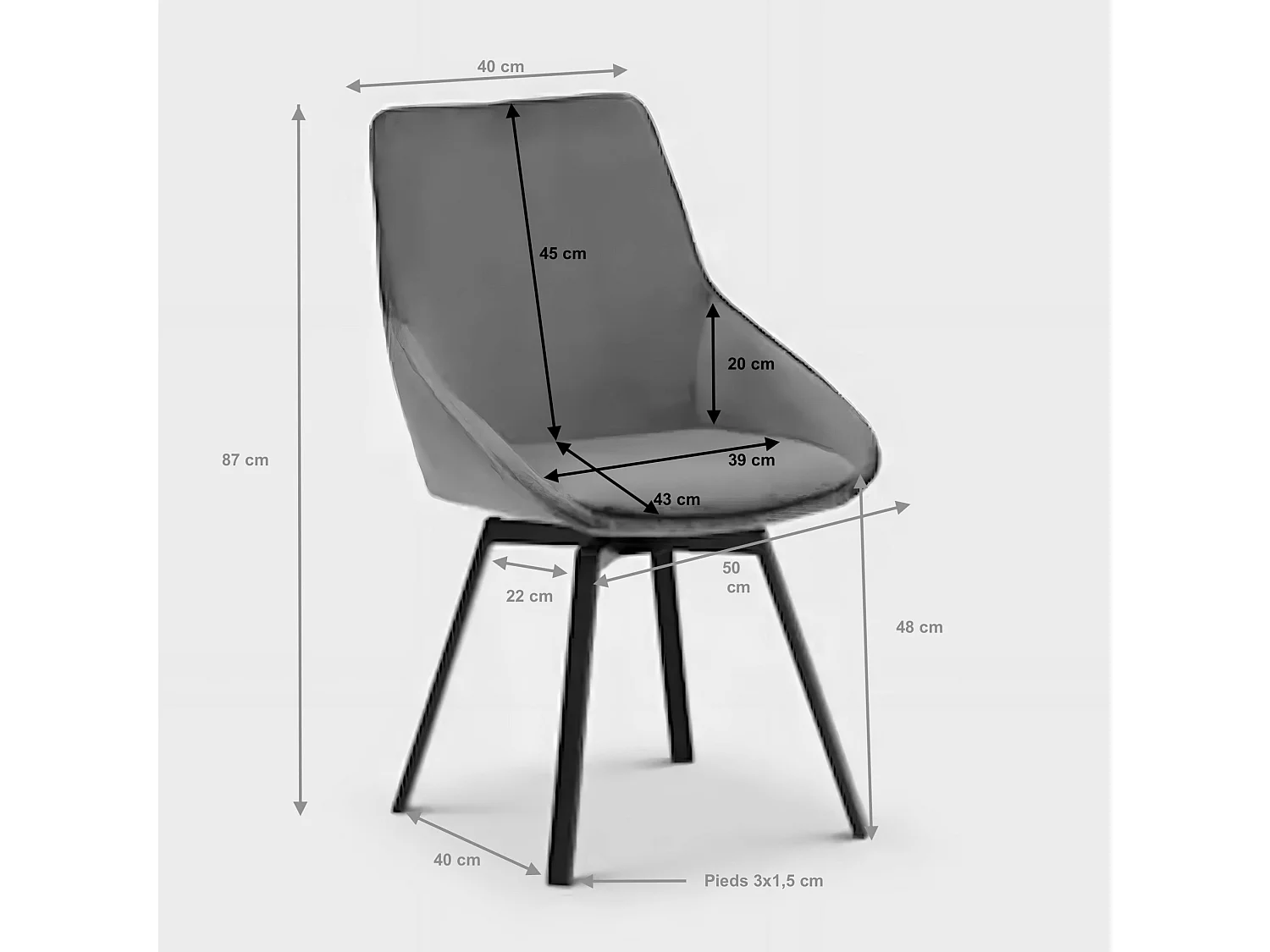 Chaise pivotante moderne en velours vert OKA (Lot de 2)