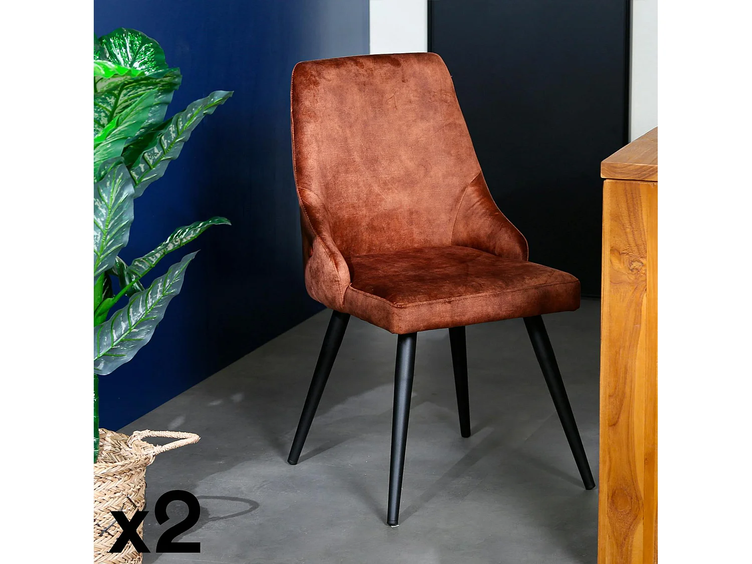 Chaise en velours havane (lot de 2) MALMOE