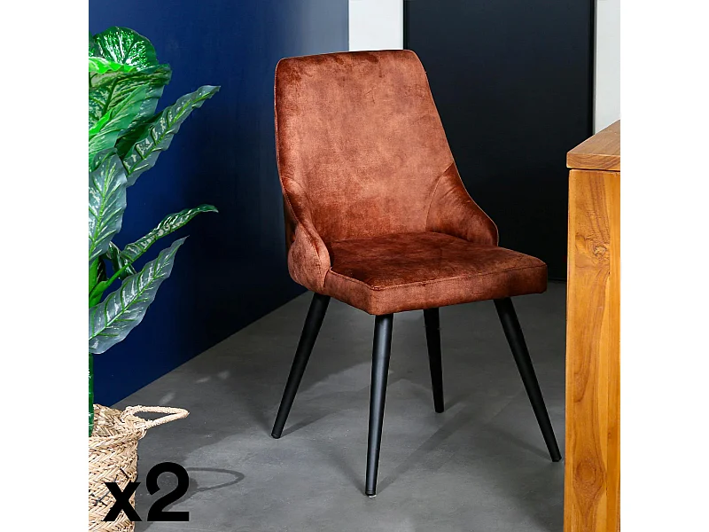 Chaise en velours havane (lot de 2) MALMOE