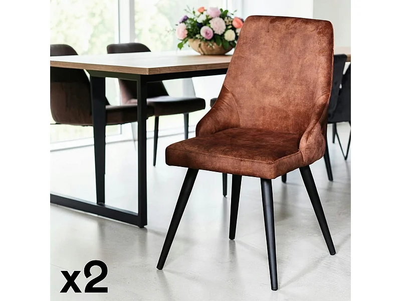 Chaise en velours havane (lot de 2) MALMOE