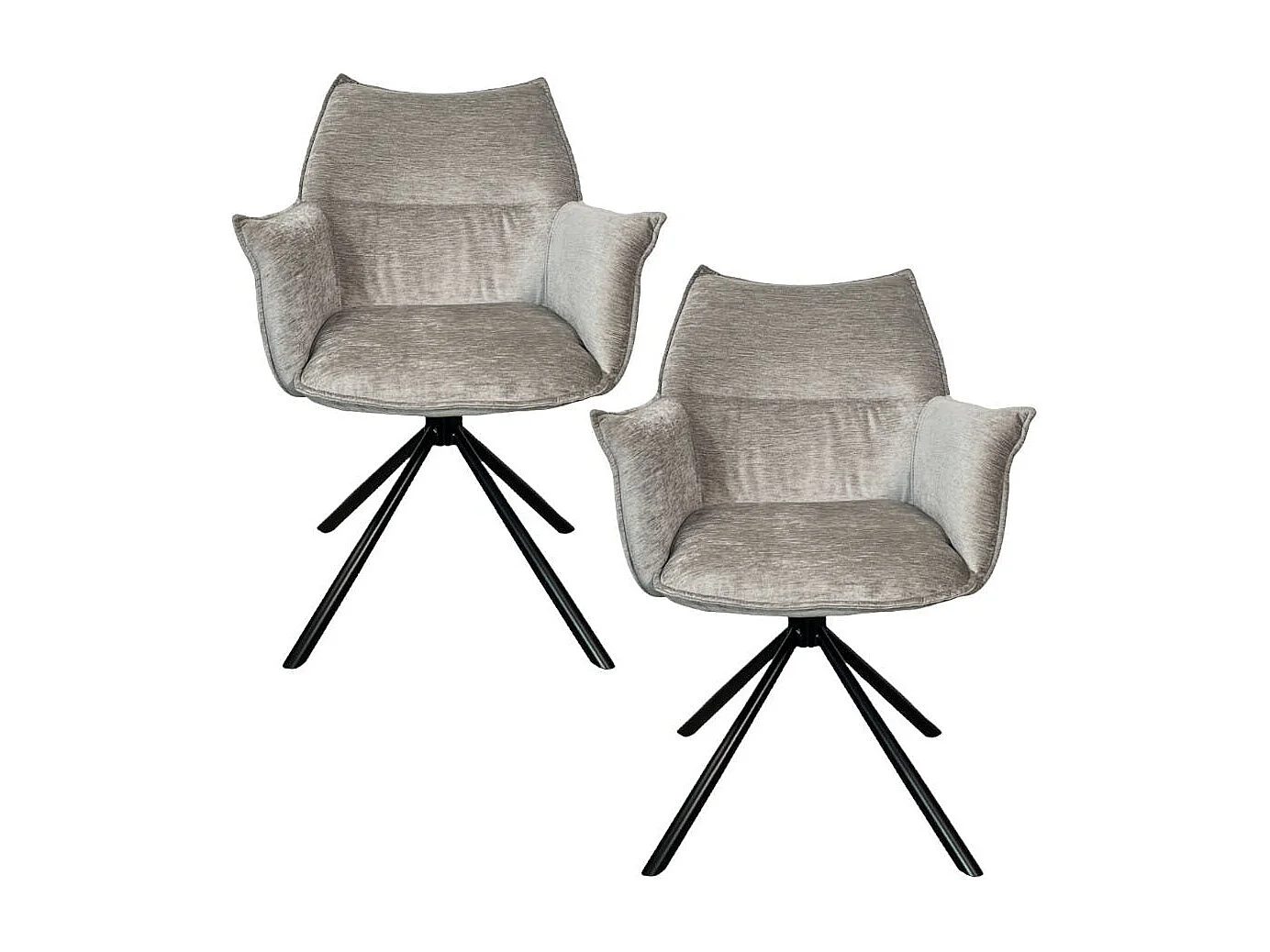 Fauteuil de table en velours gris avec retour (lot de 2) PALERME