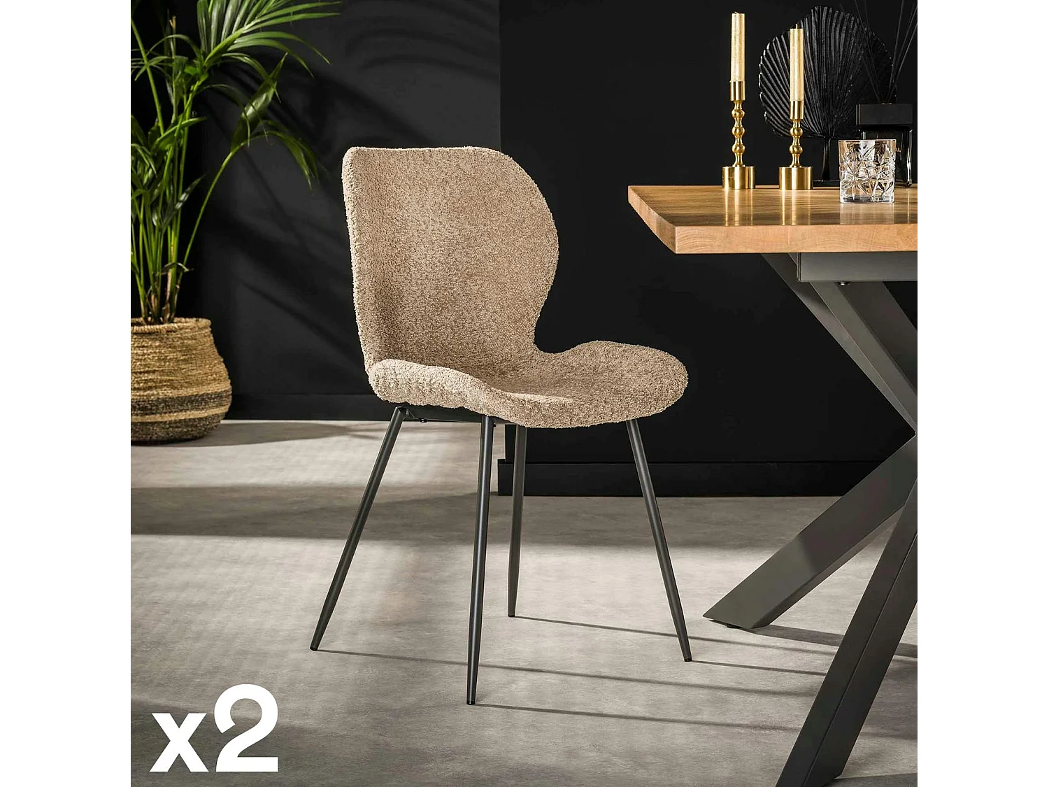 Chaise en bouclette beige (lot de 2) MELBOURNE