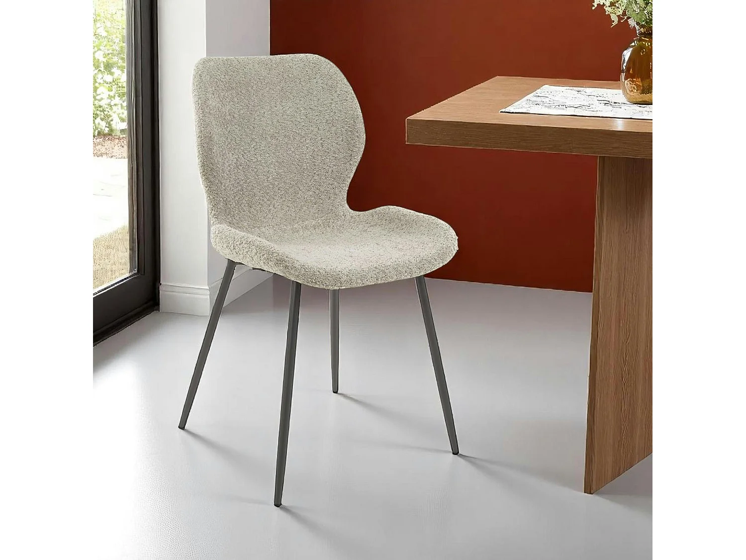 Chaise en bouclette beige (lot de 2) MELBOURNE