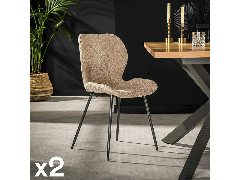 Chaise en bouclette beige (lot de 2) MELBOURNE