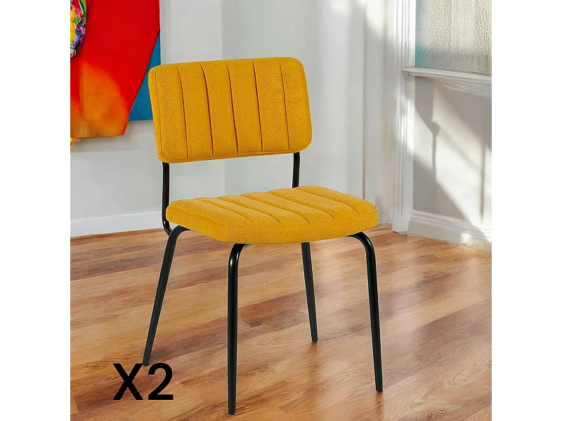 Chaise vintage moutarde FAIRLIE (lot de 2)