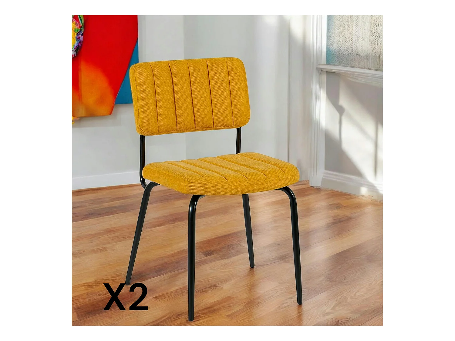 Chaise vintage moutarde FAIRLIE (lot de 2)