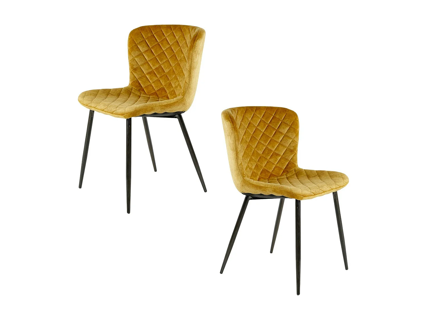 Chaise en velours piqué moutarde (lot de 2) MELBOURNE