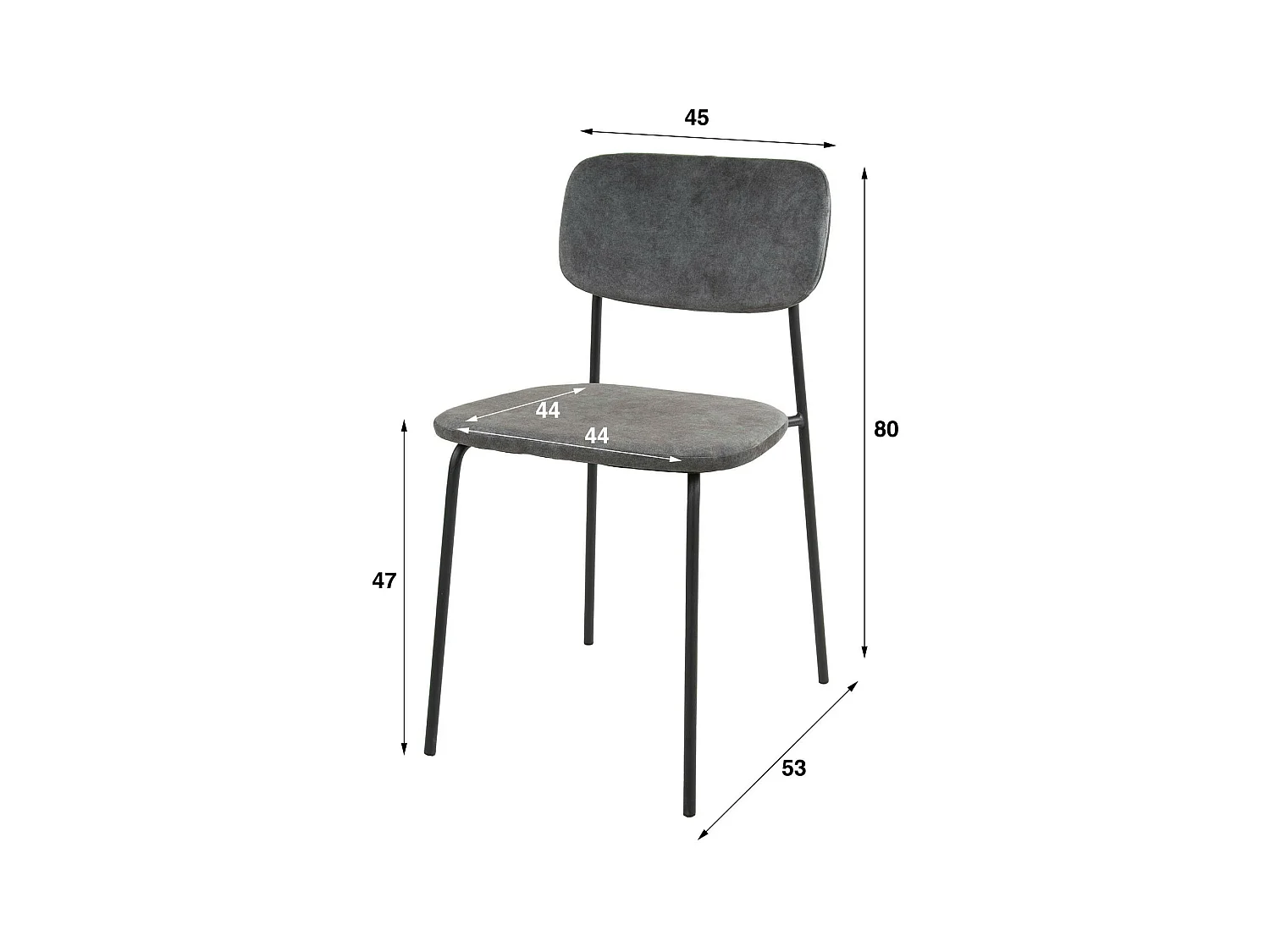 Chaise d'écolier en velours gris (lot de 2) MELBOURNE