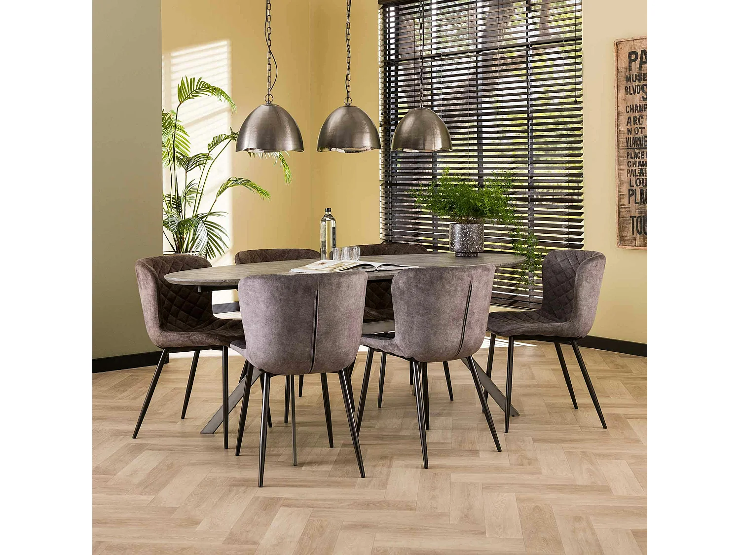 Chaise en velours piqué gris (lot de 2) MELBOURNE