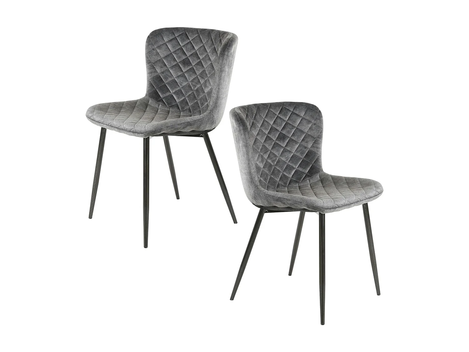 Chaise en velours piqué gris (lot de 2) MELBOURNE