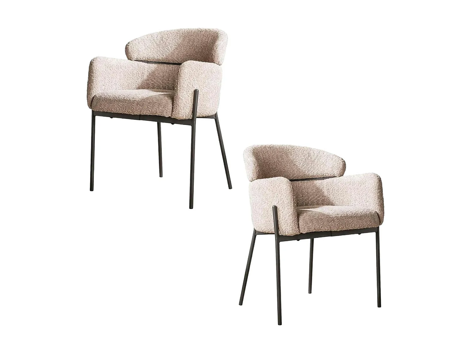 Fauteuil de table beige sable en bouclette dossier haut (lot de 2) GALWAY