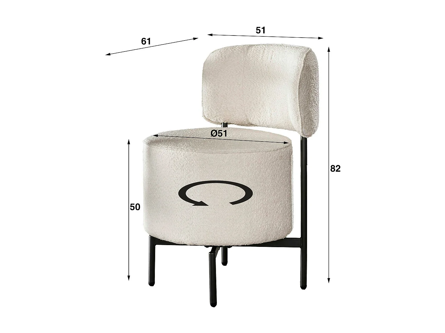 Fauteuil pivotant rond en bouclette grise (lot de 2) GALWAY