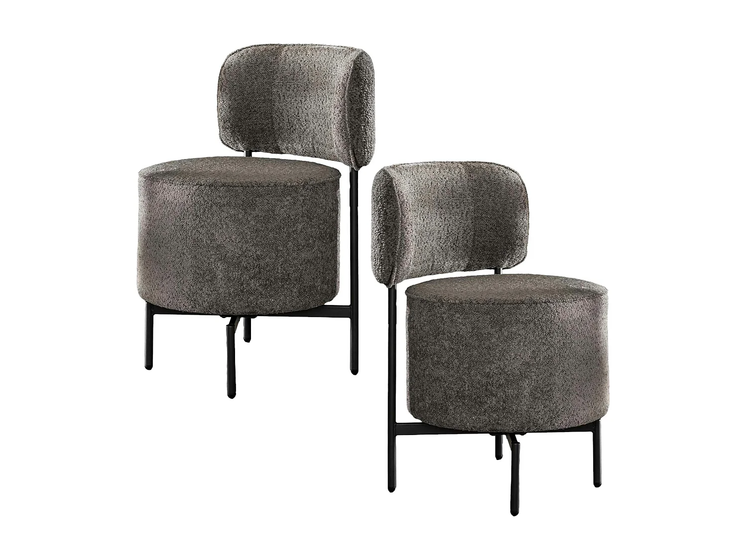 Fauteuil pivotant rond en bouclette grise (lot de 2) GALWAY