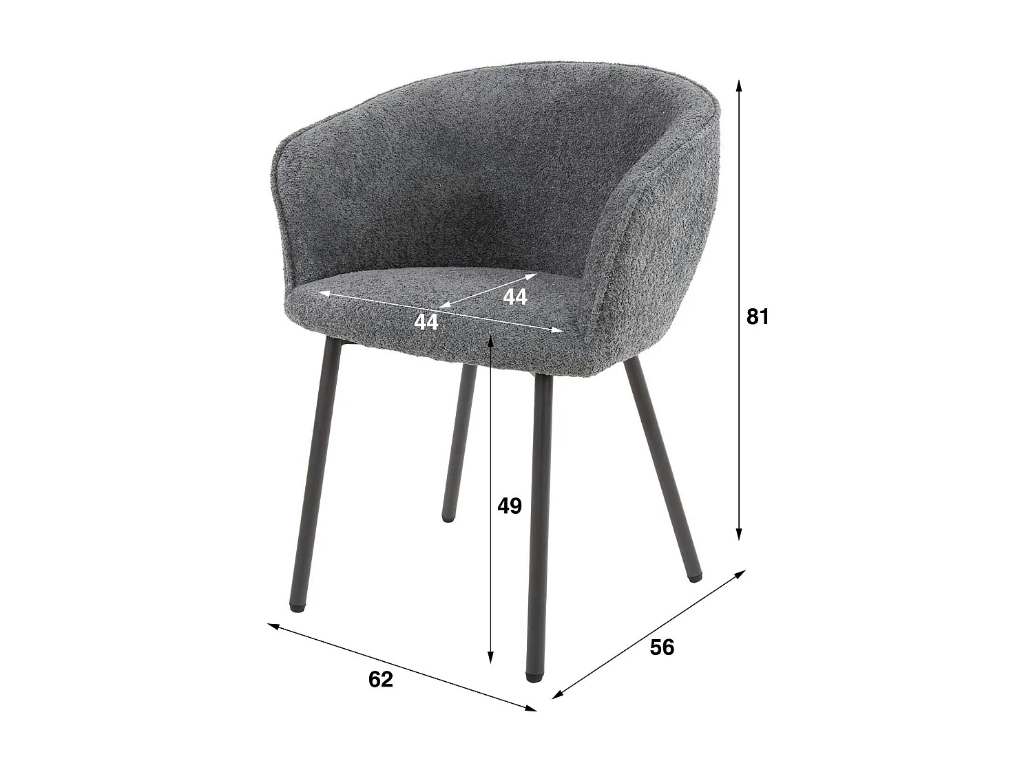 Fauteuil de table en bouclette rose (lot de 2) GALWAY