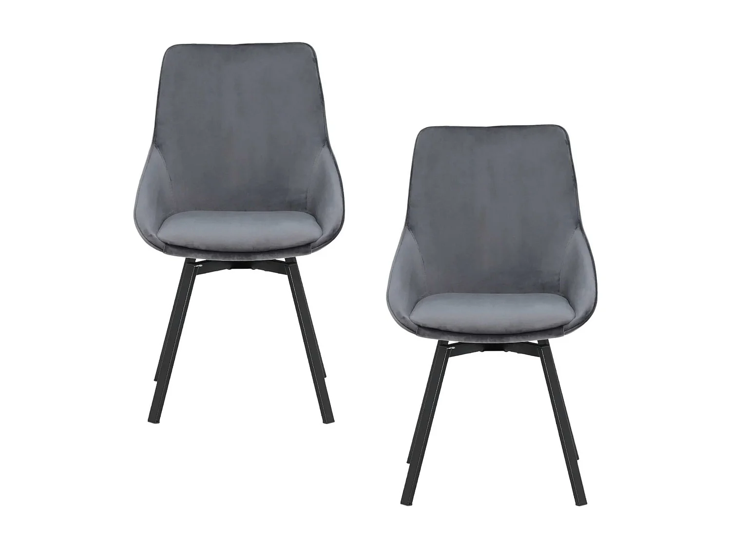 Chaise pivotante moderne en velours gris OKA (Lot de 2)