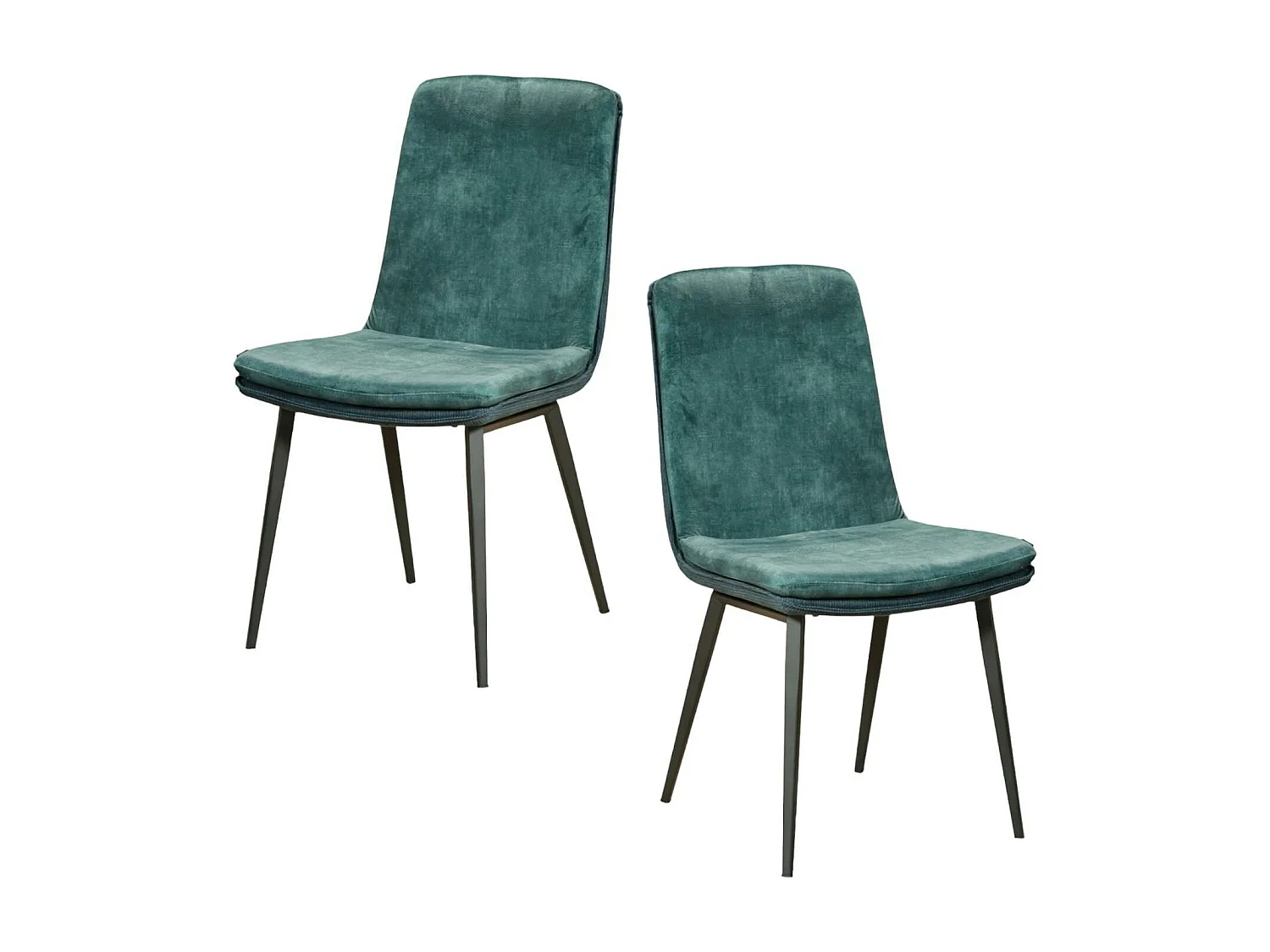 Chaise en velours bleu à double coussinage (lot de 2) OKA