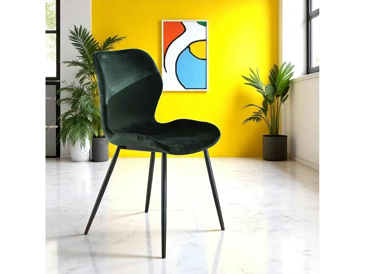 Chaise en velours vert MELBOURNE (lot de 2)