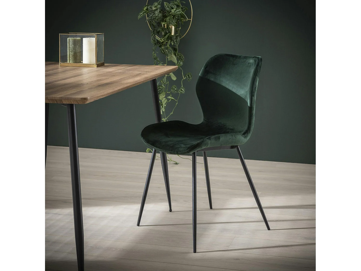 Chaise en velours vert MELBOURNE (lot de 2)