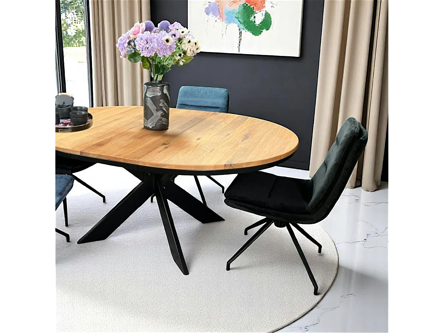 Chaise de salle à manger pivotante en velours noir (lot de 2) PALERME