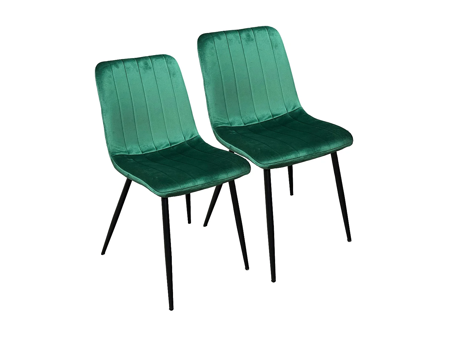 Chaise à rayures velours vert sapin (lot de 2) MALANG