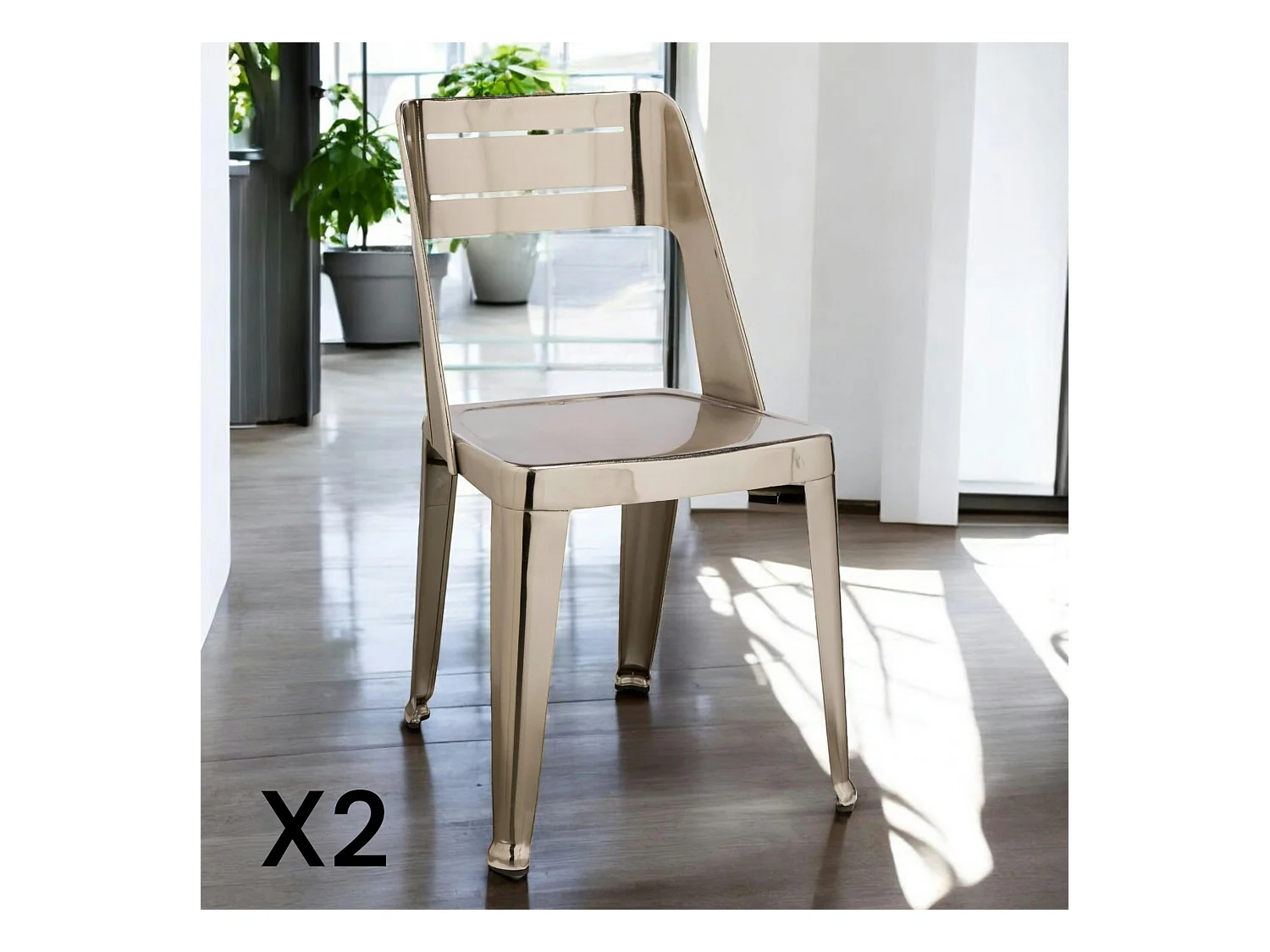 Chaise design chrome (lot de 2) HELSINKI
