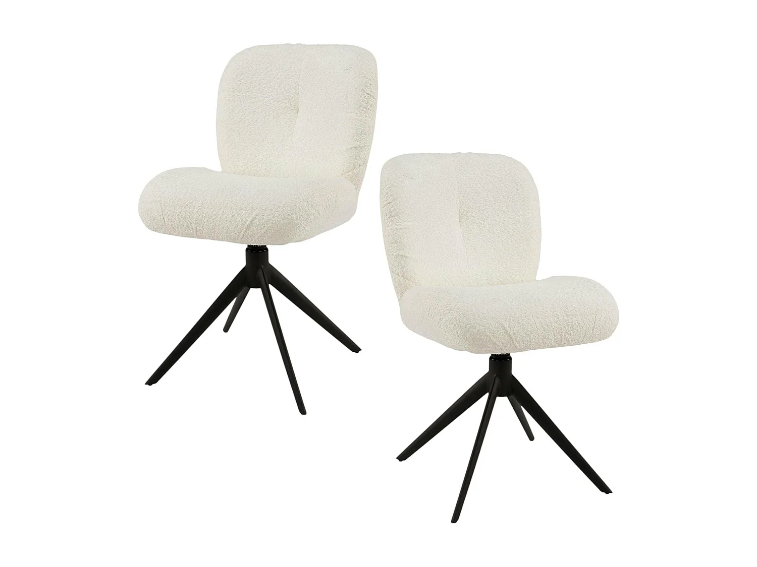 Chaise pivotante rembourrée en bouclette blanche (lot de 2) GALWAY