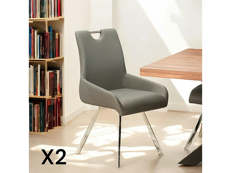 Chaise fauteuil anthracite avec poignée (lot de 2) HELSINKI