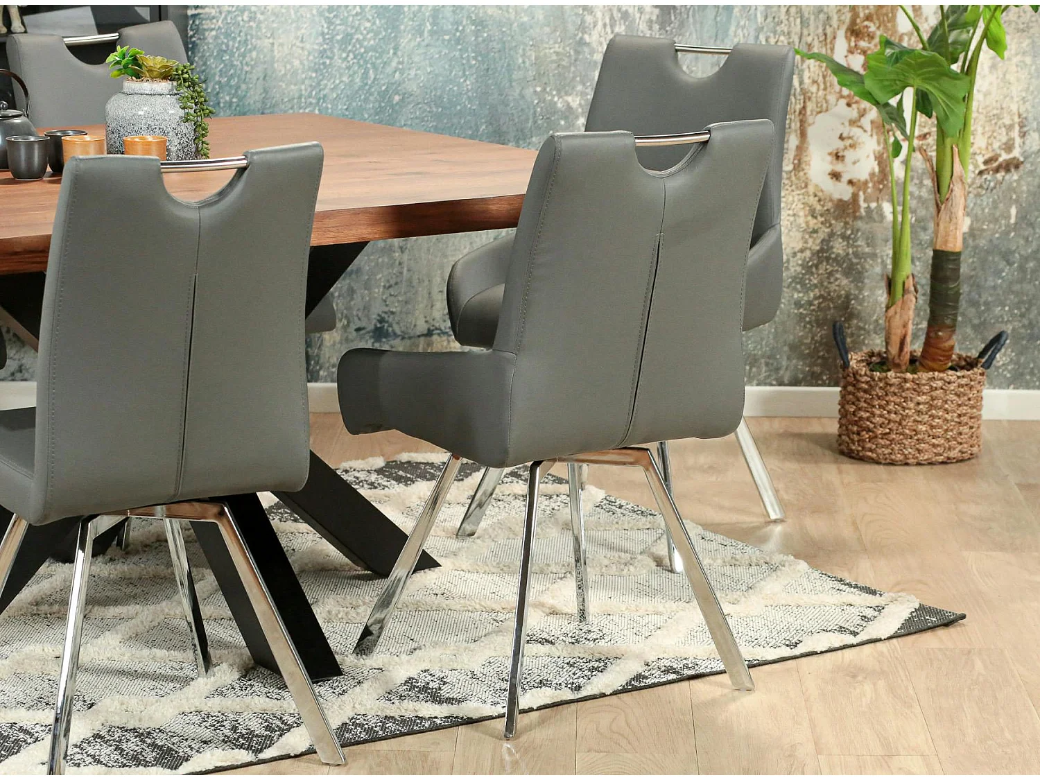 Chaise fauteuil anthracite avec poignée (lot de 2) HELSINKI