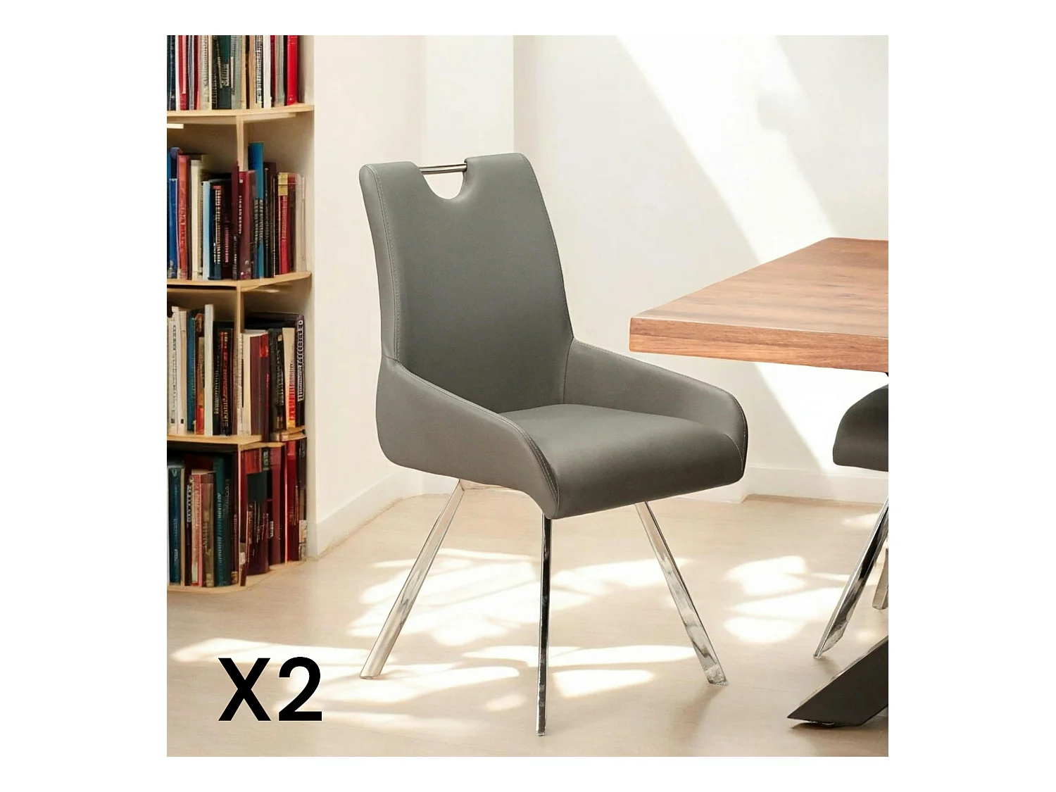 Chaise fauteuil anthracite avec poignée (lot de 2) HELSINKI