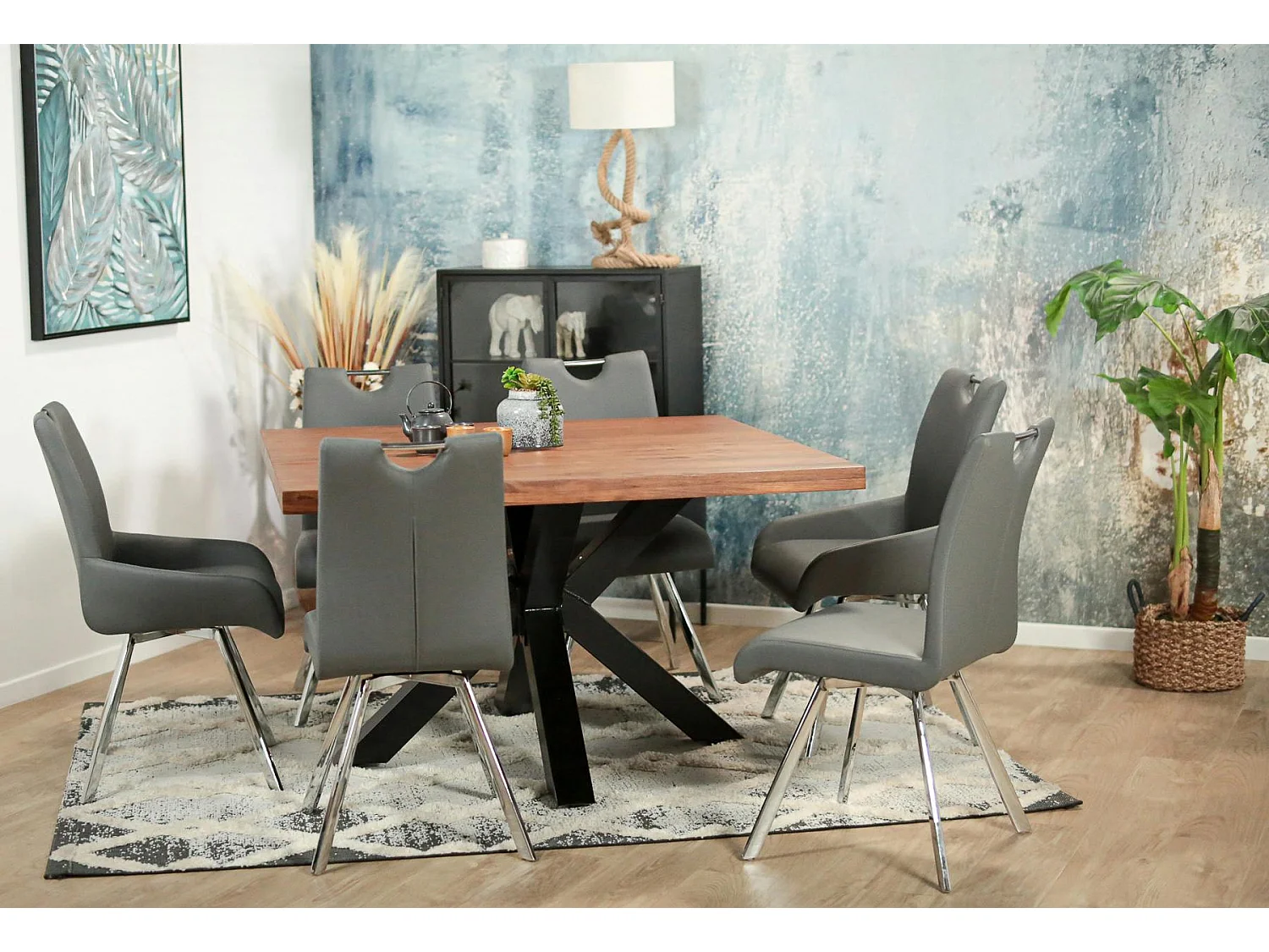 Chaise fauteuil anthracite avec poignée (lot de 2) HELSINKI