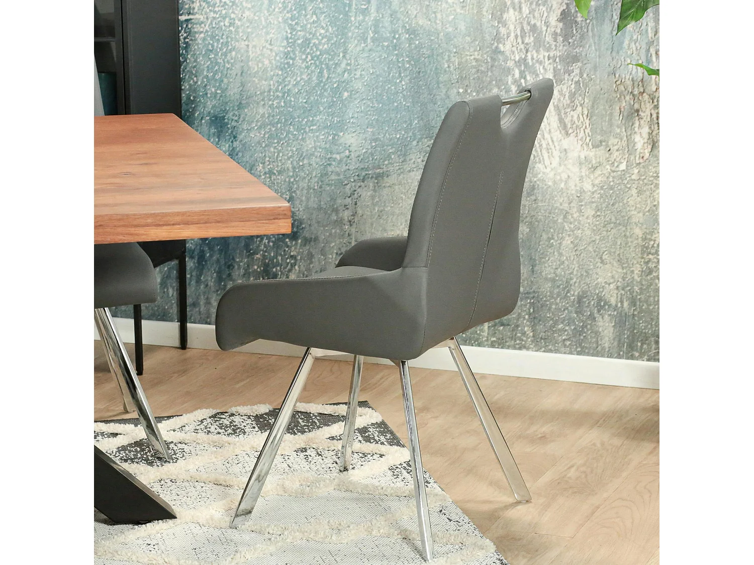 Chaise fauteuil anthracite avec poignée (lot de 2) HELSINKI