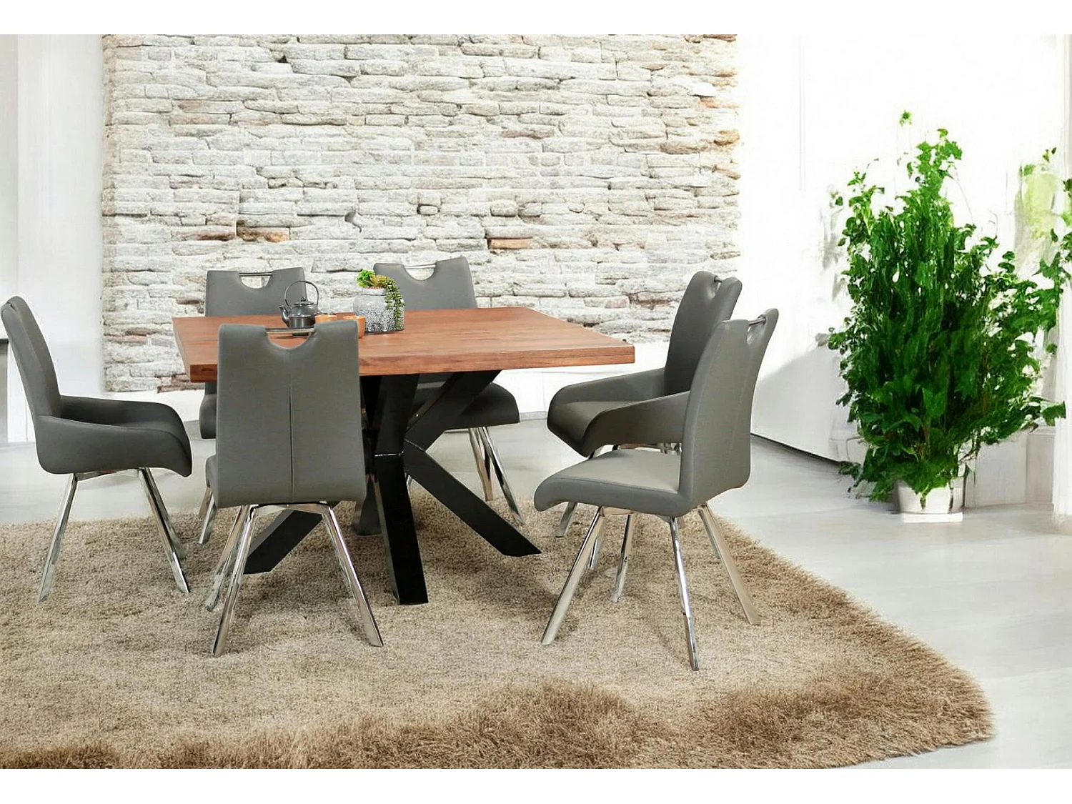 Chaise fauteuil anthracite avec poignée (lot de 2) HELSINKI