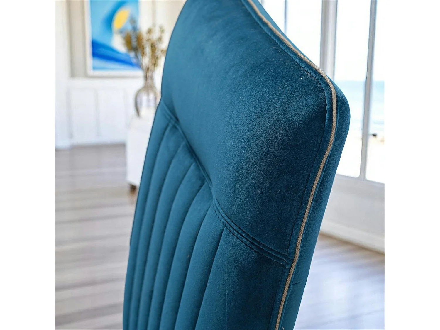 Chaise de salle à manger velours bleu (lot de 2) OKA