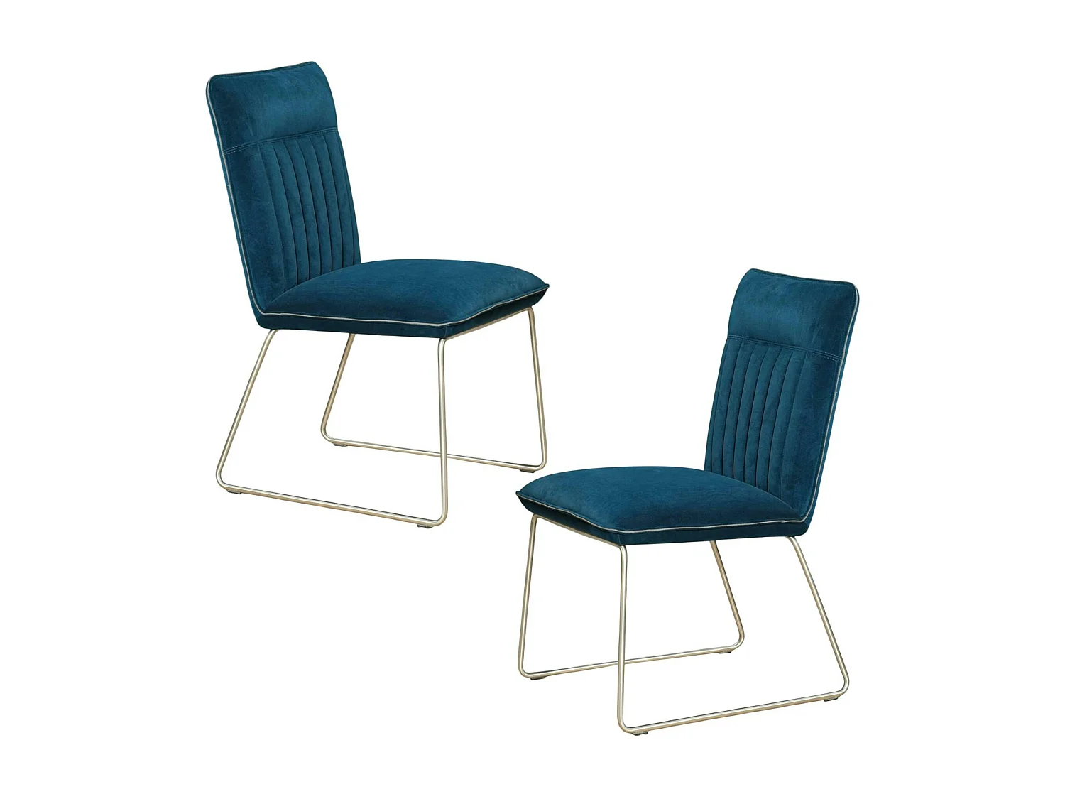 Chaise de salle à manger velours bleu (lot de 2) OKA