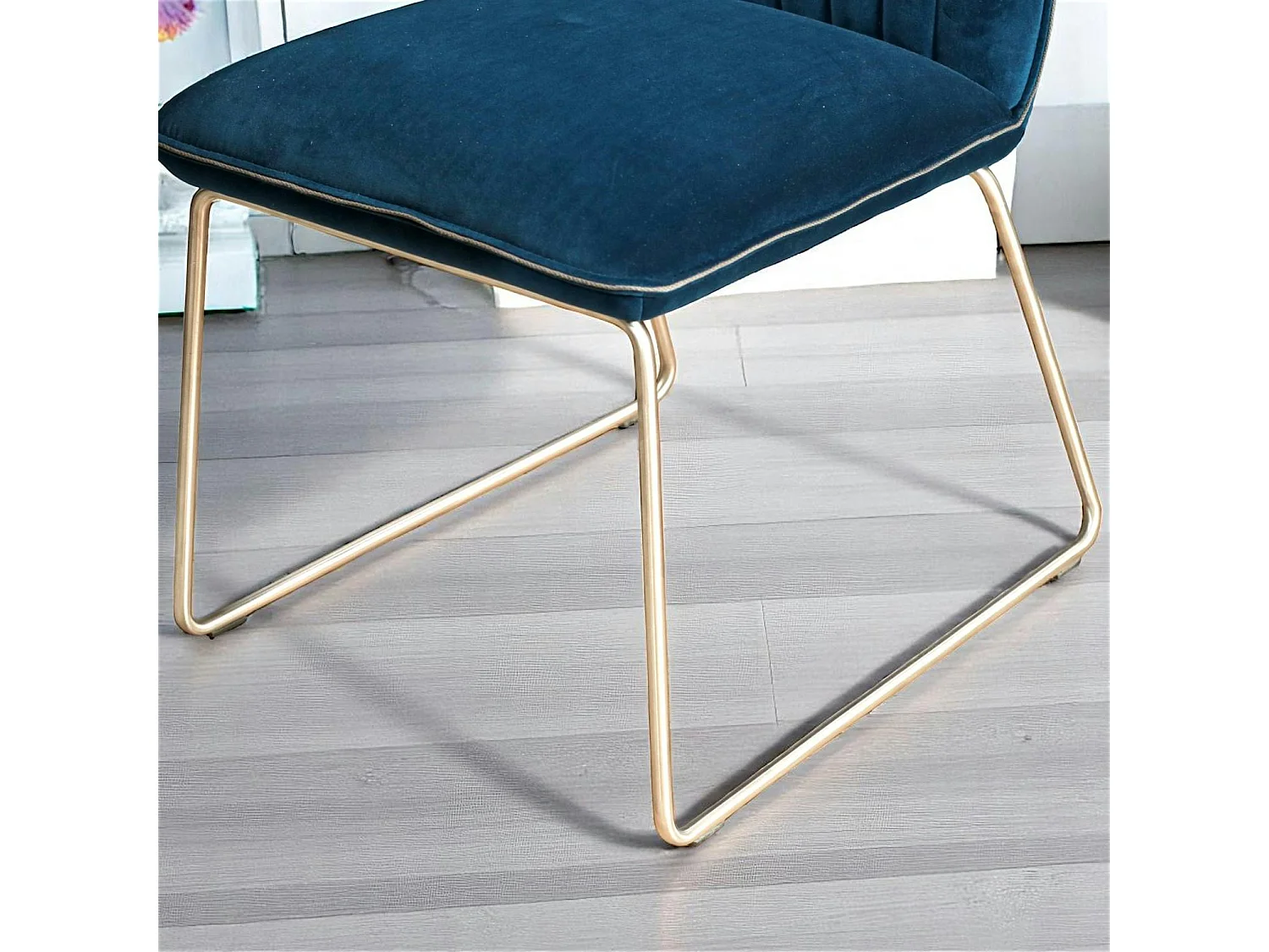 Chaise de salle à manger velours bleu (lot de 2) OKA