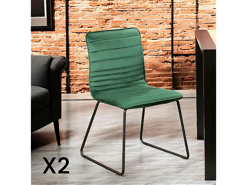 Chaise vert foncé motif ligne (lot de 2) BURGOS
