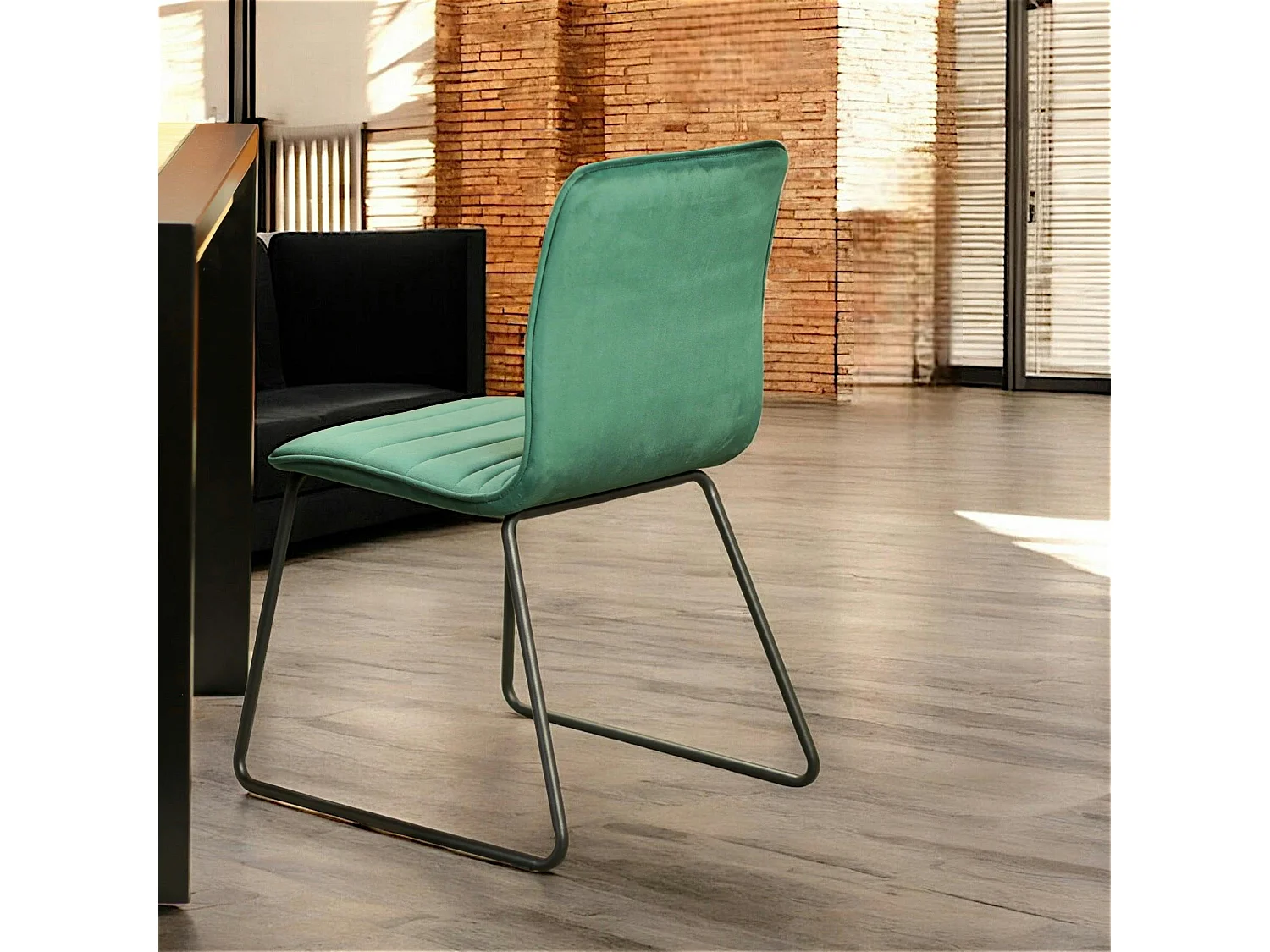 Chaise vert foncé motif ligne (lot de 2) BURGOS