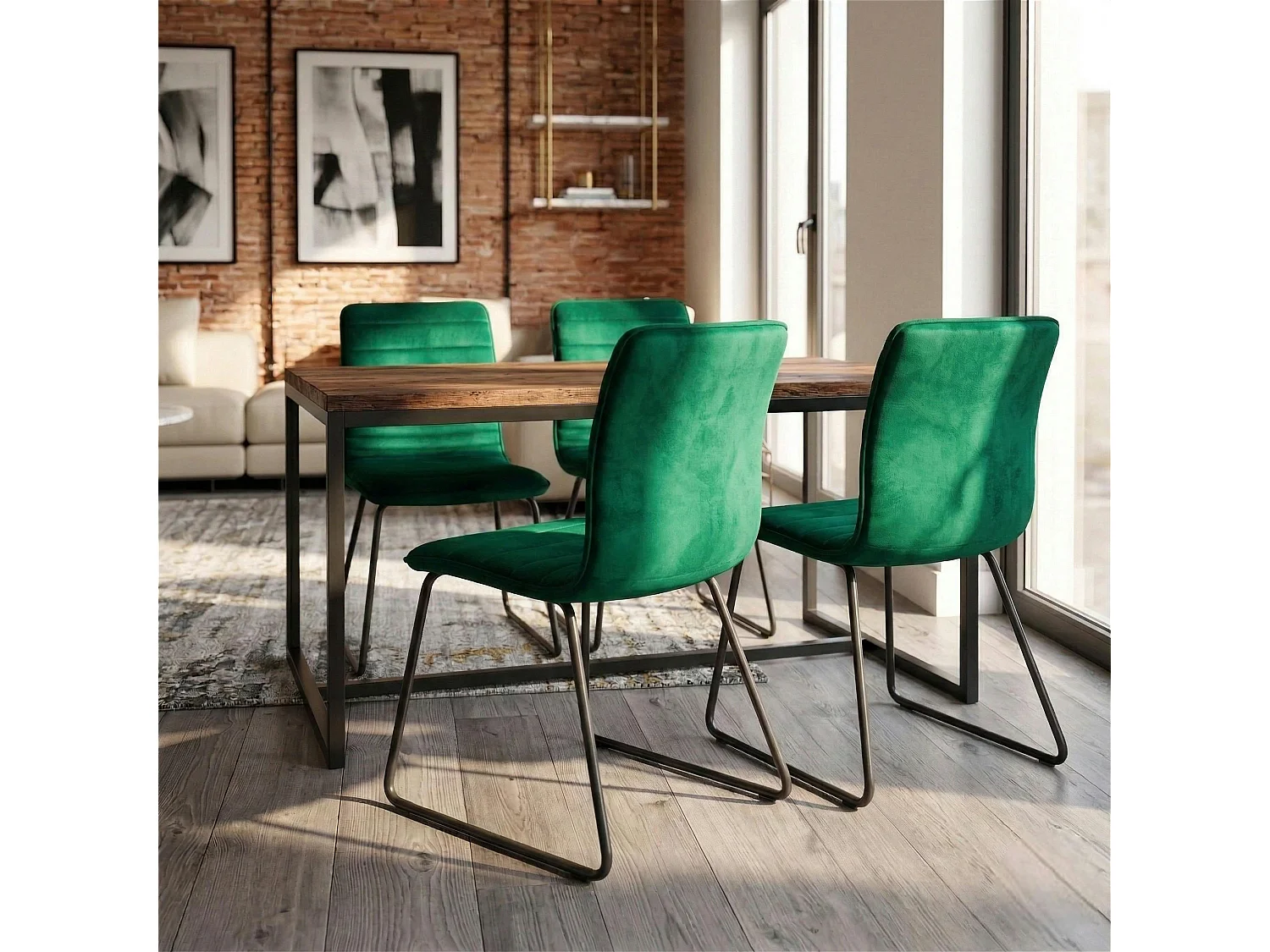 Chaise vert foncé motif ligne (lot de 2) BURGOS