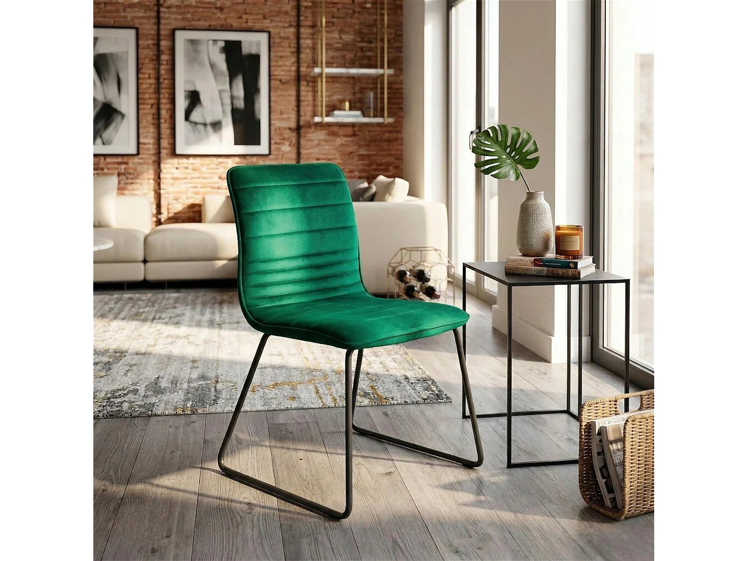 Chaise vert foncé motif ligne (lot de 2) BURGOS