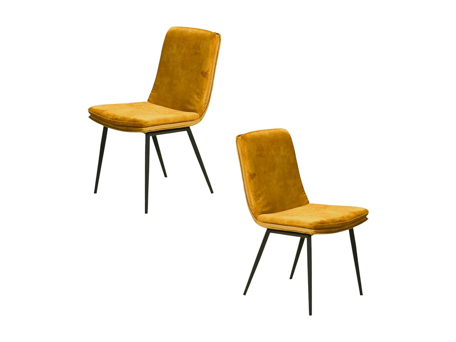 Chaise en velours doré à double coussinage (lot de 2) OKA