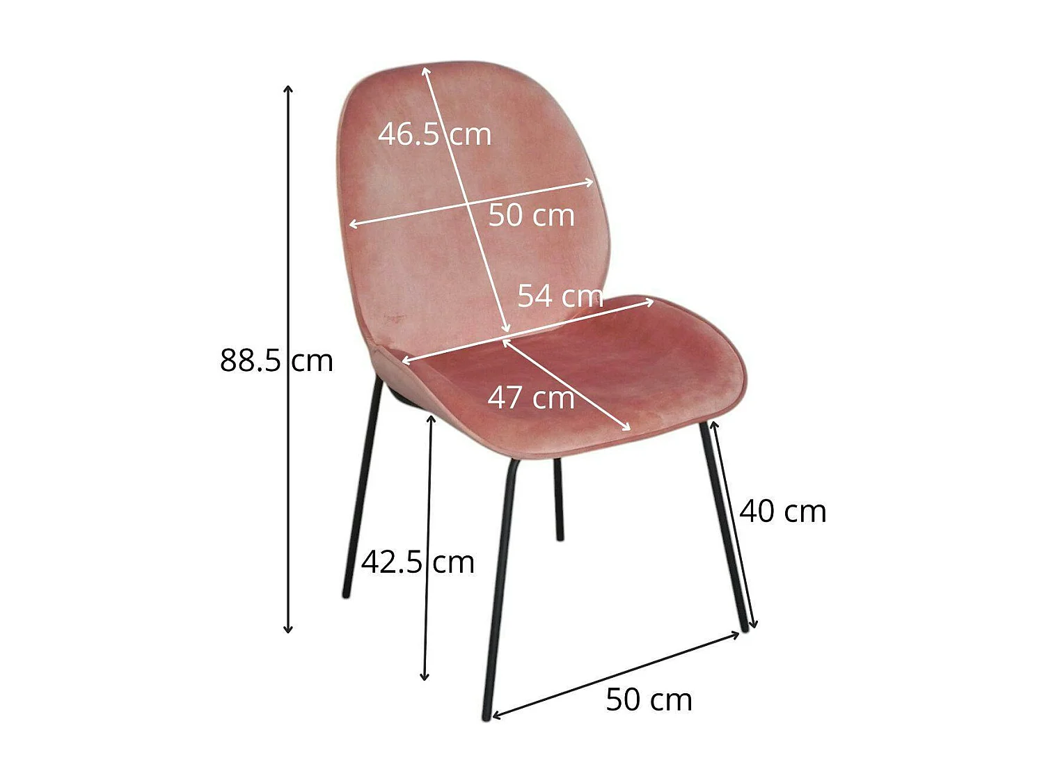 Chaise contemporaine en velours rose pâle FLORENCE (lot 2)